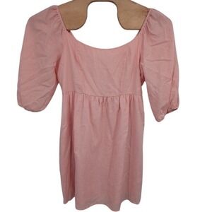 Every NWT Women's Mini baby doll style smocked on/off shoulder dress Pink Sz Med